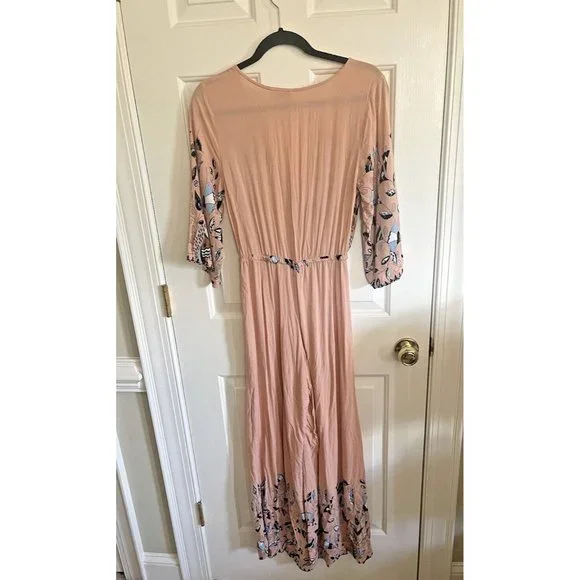 Jaase Wide Leg Floral Jumpsuit Anthropologie Size Small Pink Blue Bohemian - Picture 11 of 13